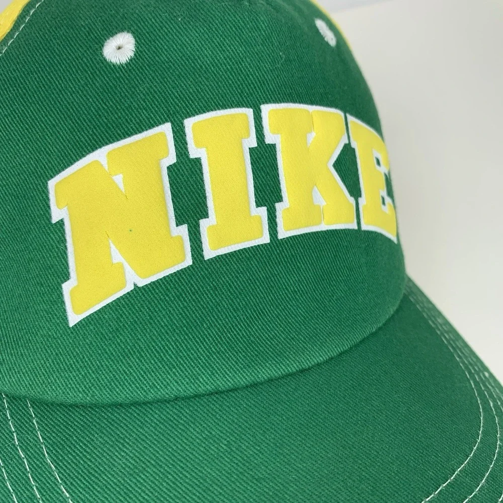 Green Yellow CHILD Nike Hat 2000s Adjustable Cotton Baseball Cap